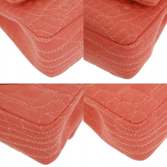 CHANEL Logo 2.55 Double Flap Chain Shoulder Bag Canvas Leather Pink - Picture 11 of 16